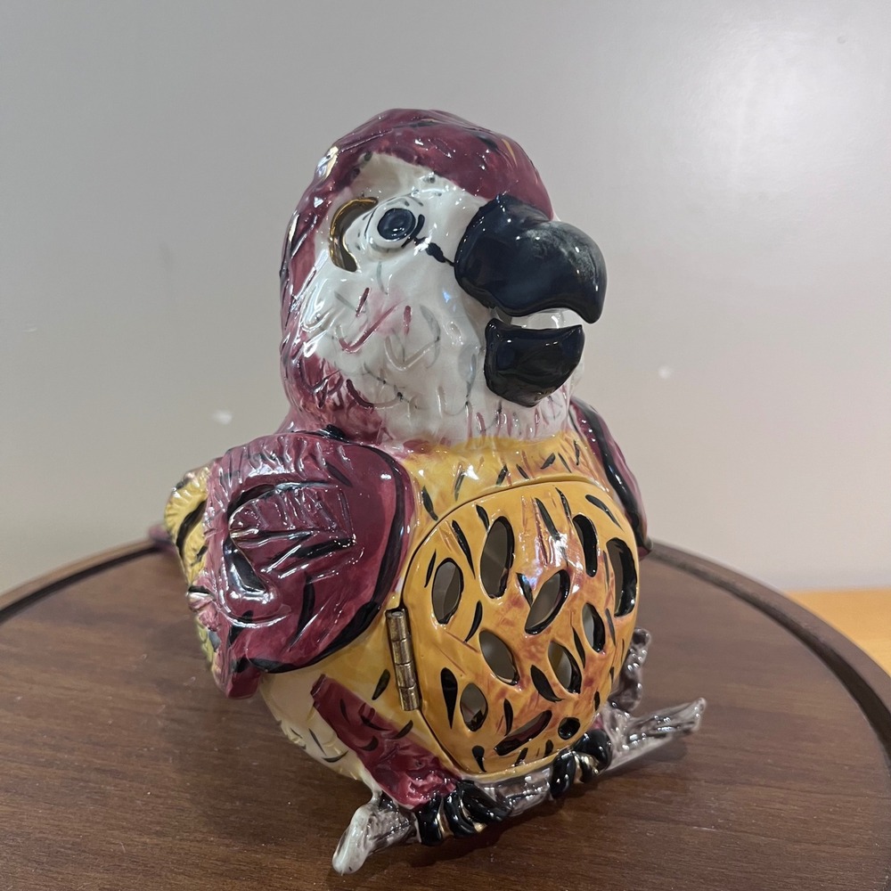 Blue Sky Heather Goldminc Parrot Tea Light Holder Vtg 2001 Ceramic Excellent